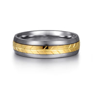 Mens Alternative 6mm Beveled Tantalum and 14K Yellow Gold Band
