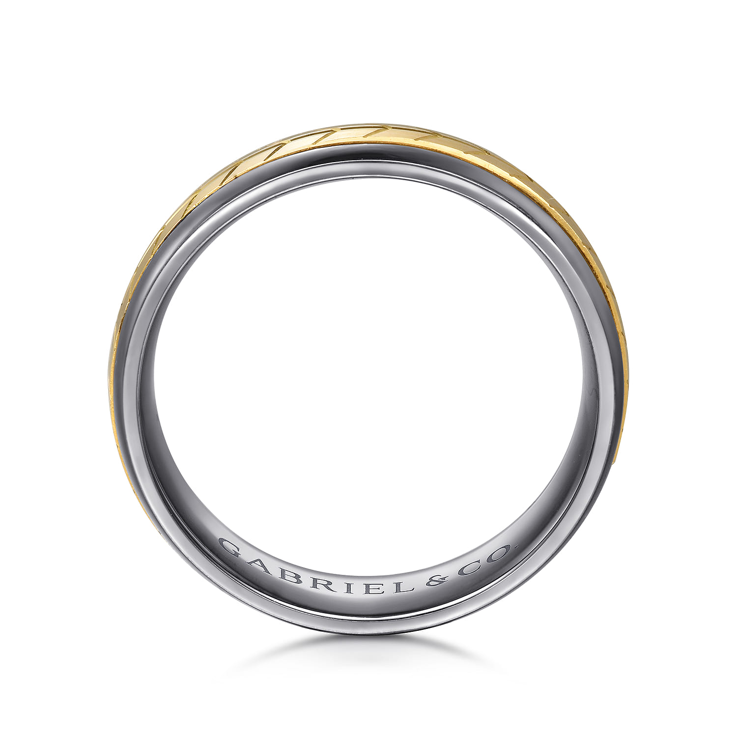 Mens Alternative 6mm Beveled Tantalum and 14K Yellow Gold Band
