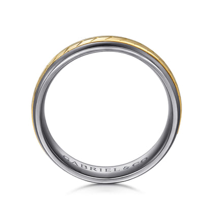 Mens Alternative 6mm Beveled Tantalum and 14K Yellow Gold Band