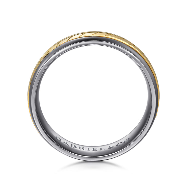 Mens Alternative 6mm Beveled Tantalum and 14K Yellow Gold Band - Shot 2