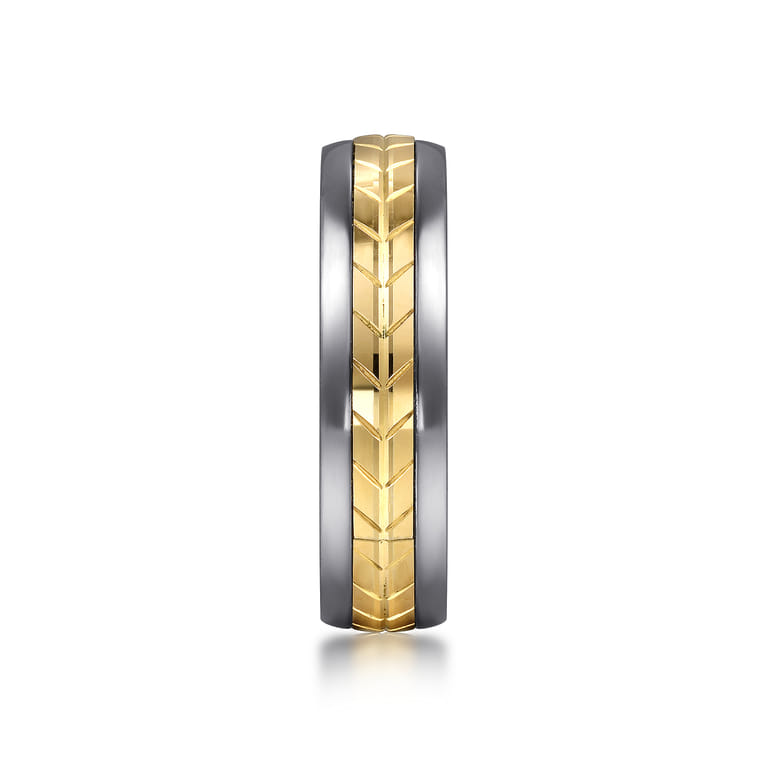 Mens Alternative 6mm Beveled Tantalum and 14K Yellow Gold Band - Shot 4