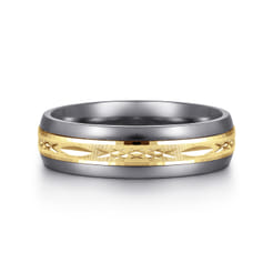 Mens Alternative 6mm Beveled Tantalum and 14K Yellow Gold Band