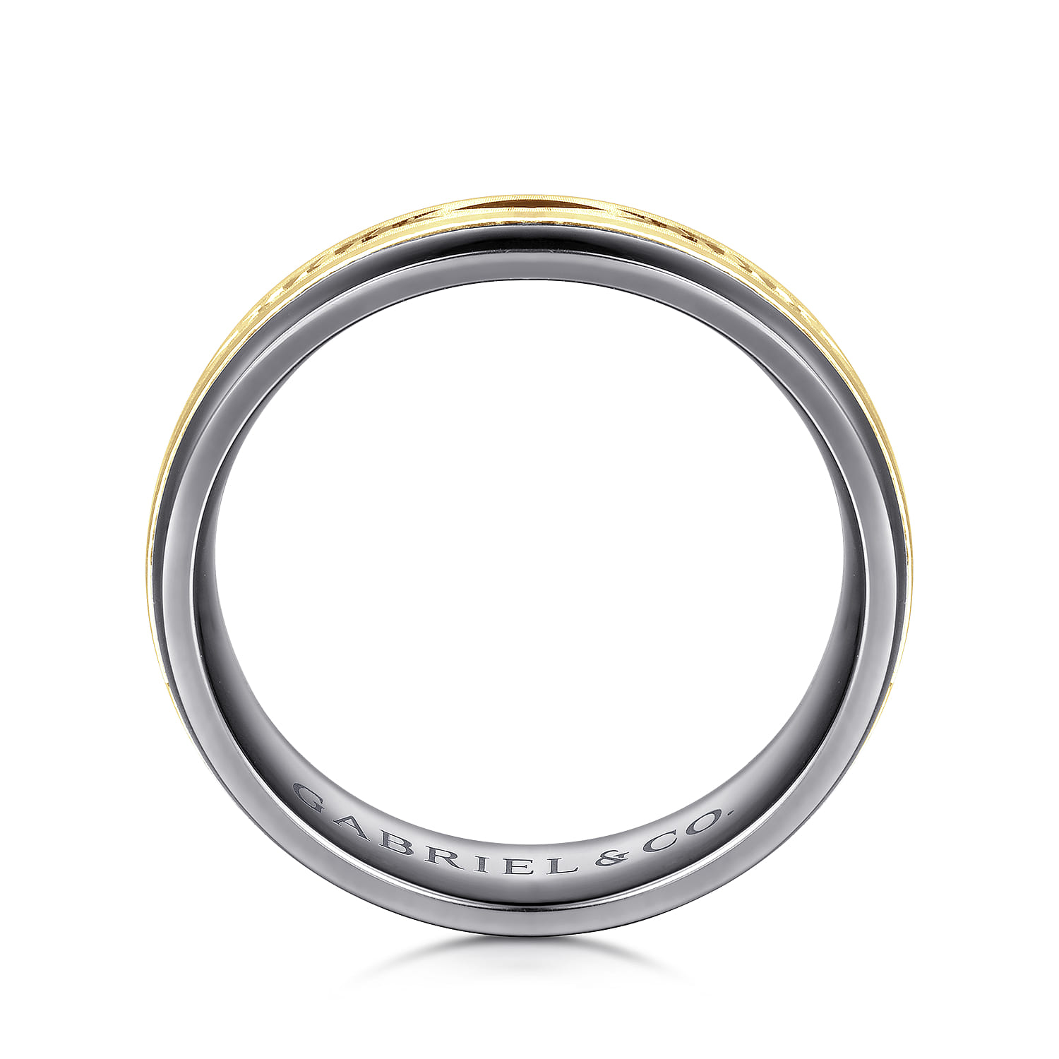 Mens Alternative 6mm Beveled Tantalum and 14K Yellow Gold Band - Shot 2