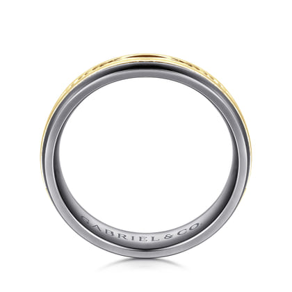 Mens Alternative 6mm Beveled Tantalum and 14K Yellow Gold Band