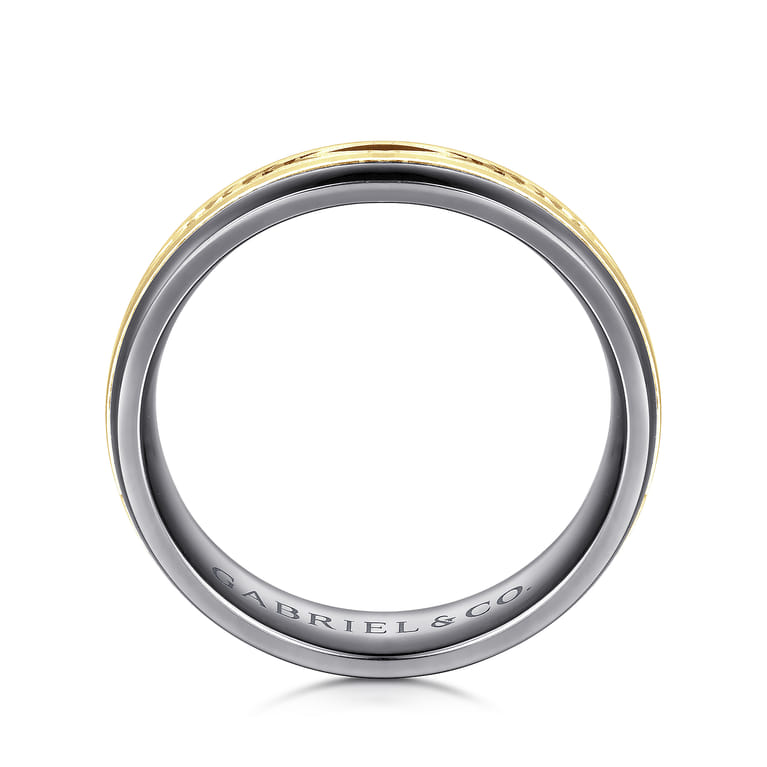 Mens Alternative 6mm Beveled Tantalum and 14K Yellow Gold Band - Shot 2