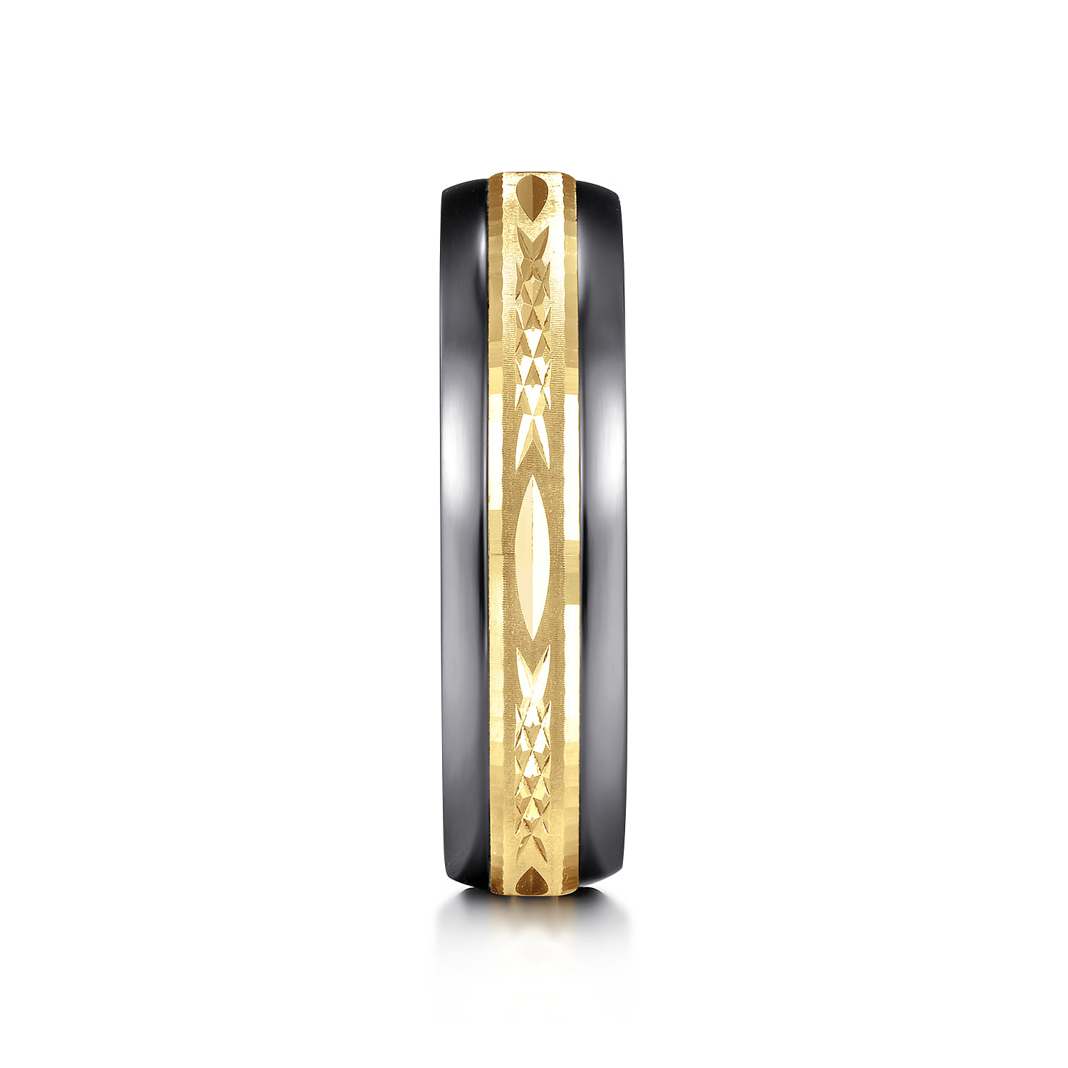 Mens Alternative 6mm Beveled Tantalum and 14K Yellow Gold Band - Shot 4