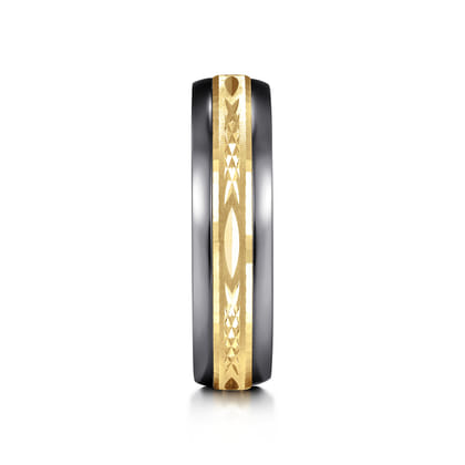 Mens Alternative 6mm Beveled Tantalum and 14K Yellow Gold Band