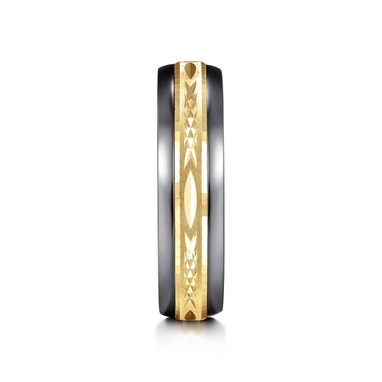 Mens Alternative 6mm Beveled Tantalum and 14K Yellow Gold Band - Shot 4