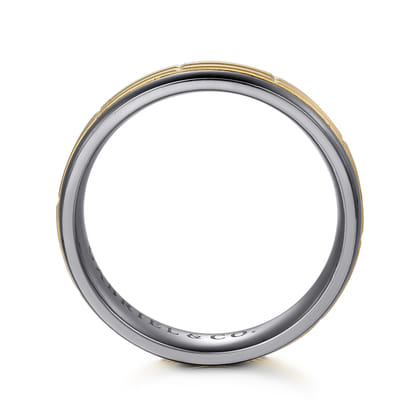 Mens Alternative 6mm Beveled Tantalum and 14K Yellow Gold Band