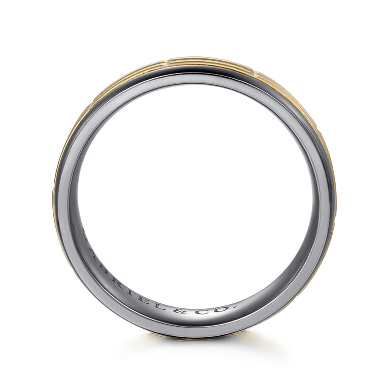 Mens Alternative 6mm Beveled Tantalum and 14K Yellow Gold Band - Shot 2