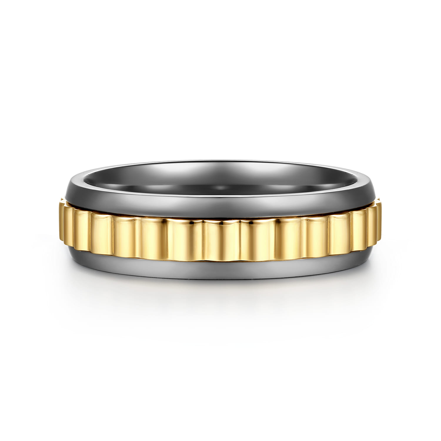 Mens Alternative 6mm Beveled Tantalum and 14K Yellow Gold Band - Shot 1