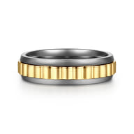 Mens Alternative 6mm Beveled Tantalum and 14K Yellow Gold Band