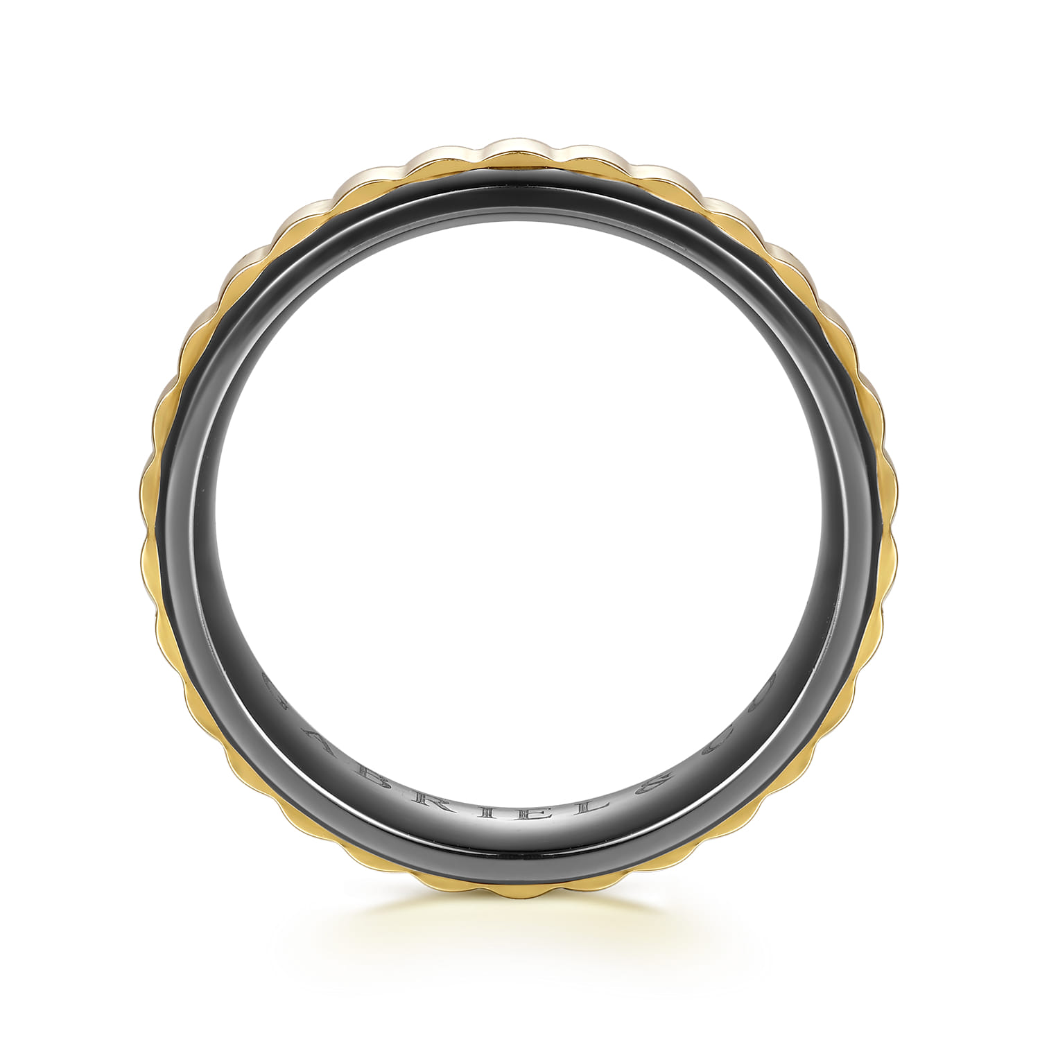 Mens Alternative 6mm Beveled Tantalum and 14K Yellow Gold Band - Shot 2