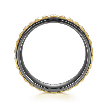 Mens Alternative 6mm Beveled Tantalum and 14K Yellow Gold Band