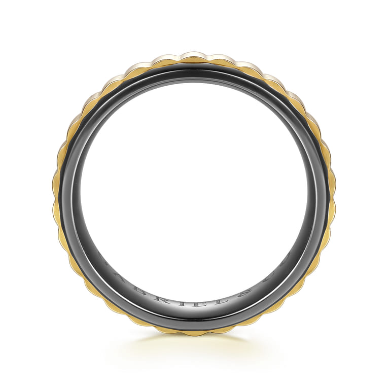 Mens Alternative 6mm Beveled Tantalum and 14K Yellow Gold Band - Shot 2