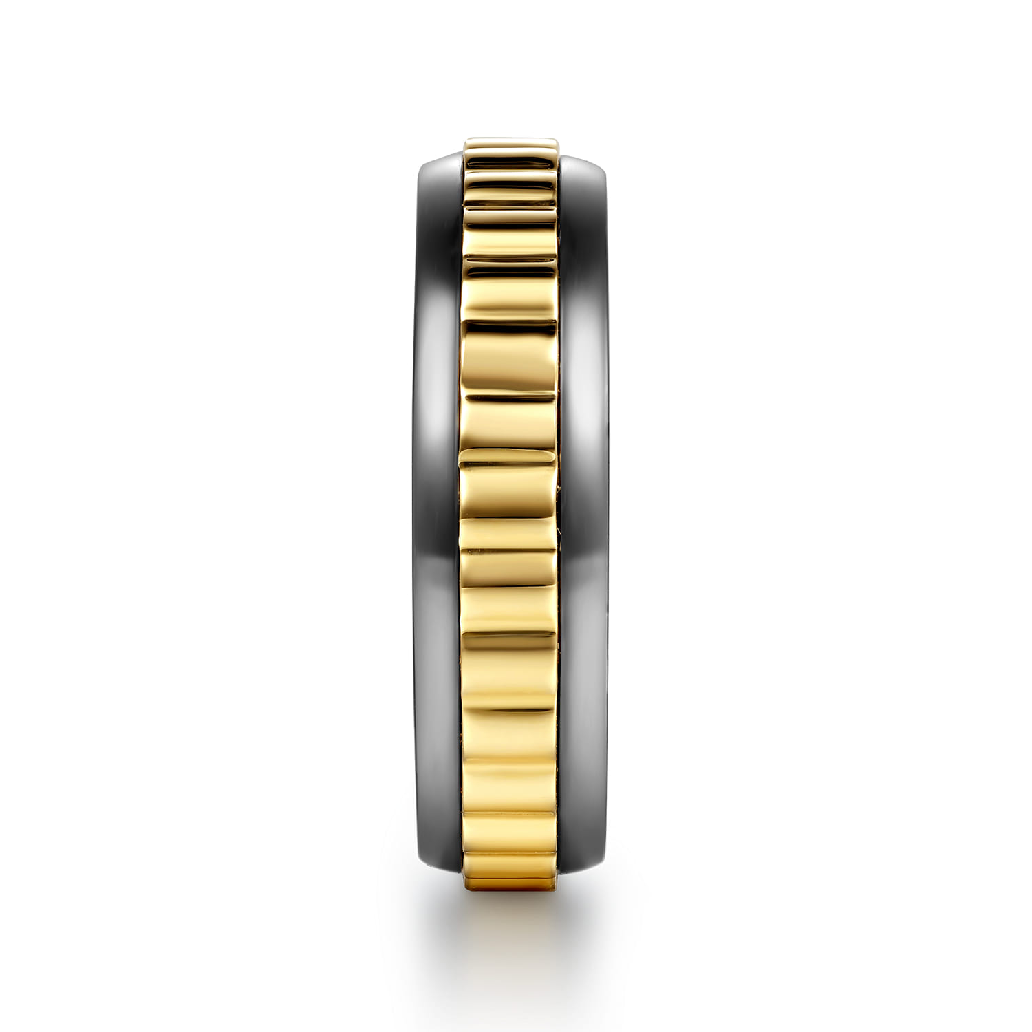 Mens Alternative 6mm Beveled Tantalum and 14K Yellow Gold Band - Shot 4