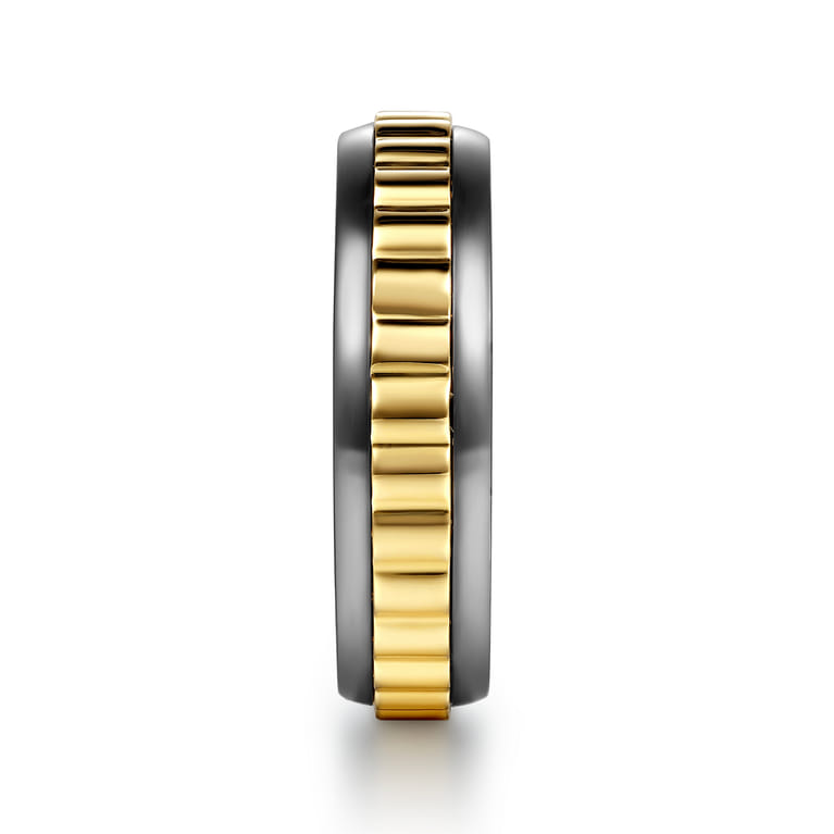 Mens Alternative 6mm Beveled Tantalum and 14K Yellow Gold Band - Shot 4