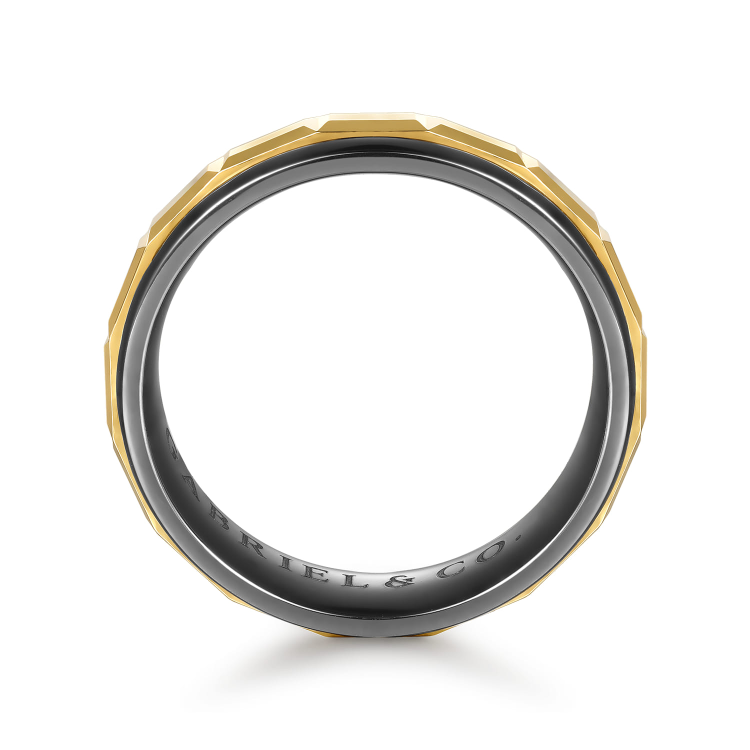 Mens Alternative 6mm Beveled Tantalum and 14K Yellow Gold Band - Shot 2
