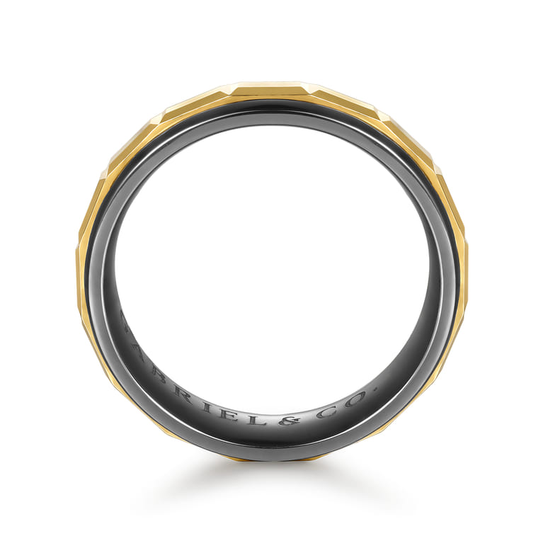 Mens Alternative 6mm Beveled Tantalum and 14K Yellow Gold Band - Shot 2