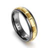 Mens Alternative 6mm Beveled Tantalum and 14K Yellow Gold Band