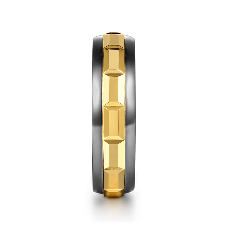 Mens Alternative 6mm Beveled Tantalum and 14K Yellow Gold Band - Shot 4