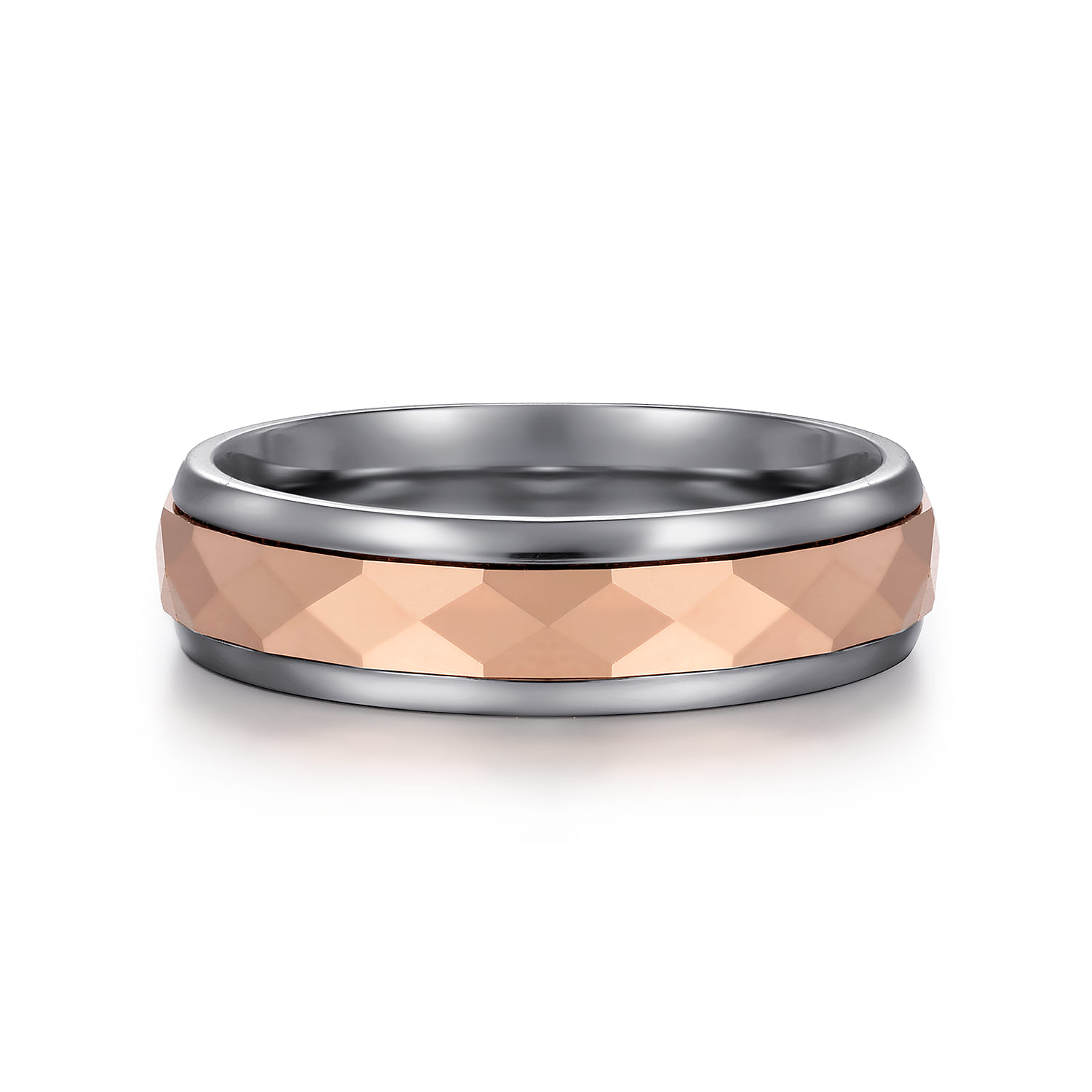 Mens Alternative 6mm Round Tantalum and 14K Rose Gold Band - Shot 1