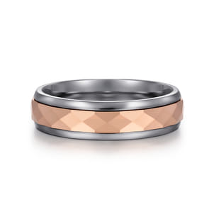 Mens Alternative 6mm Round Tantalum and 14K Rose Gold Band
