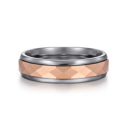 Mens Alternative 6mm Round Tantalum and 14K Rose Gold Band
