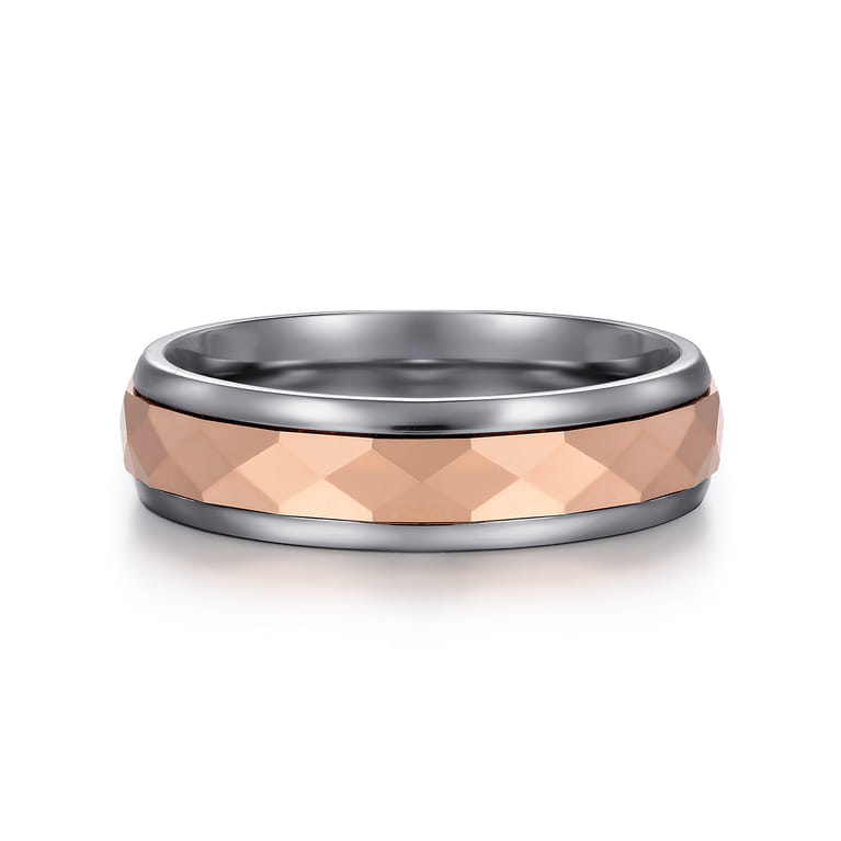 Mens Alternative 6mm Round Tantalum and 14K Rose Gold Band - Shot 1