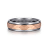 Mens Alternative 6mm Round Tantalum and 14K Rose Gold Band