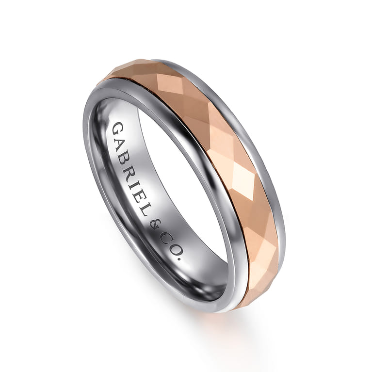 Mens Alternative 6mm Round Tantalum and 14K Rose Gold Band - Shot 3