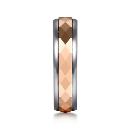 Mens Alternative 6mm Round Tantalum and 14K Rose Gold Band