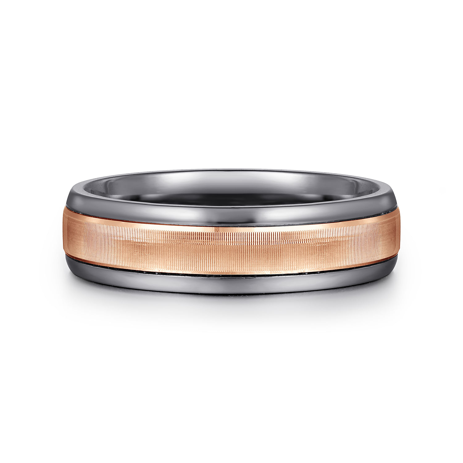 Mens Alternative 6mm Round Tantalum and 14K Rose Gold Band