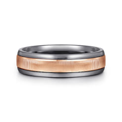 Mens Alternative 6mm Round Tantalum and 14K Rose Gold Band