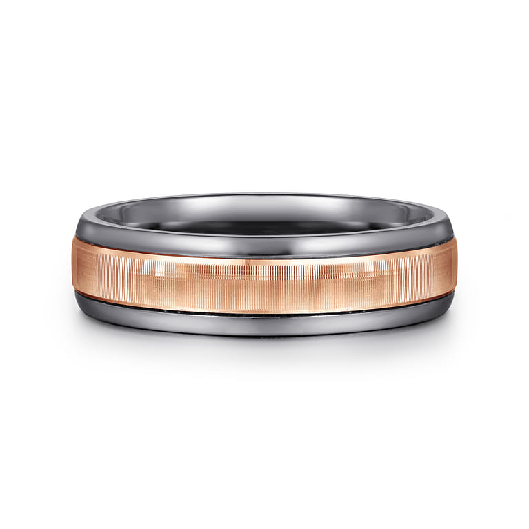 Mens Alternative 6mm Round Tantalum and 14K Rose Gold Band - Shot 1