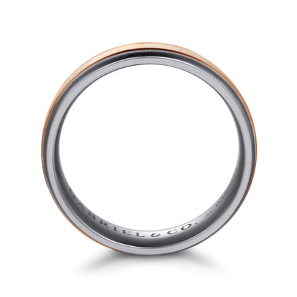Mens Alternative 6mm Round Tantalum and 14K Rose Gold Band