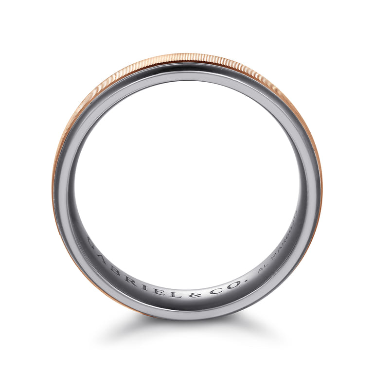 Mens Alternative 6mm Round Tantalum and 14K Rose Gold Band - Shot 2