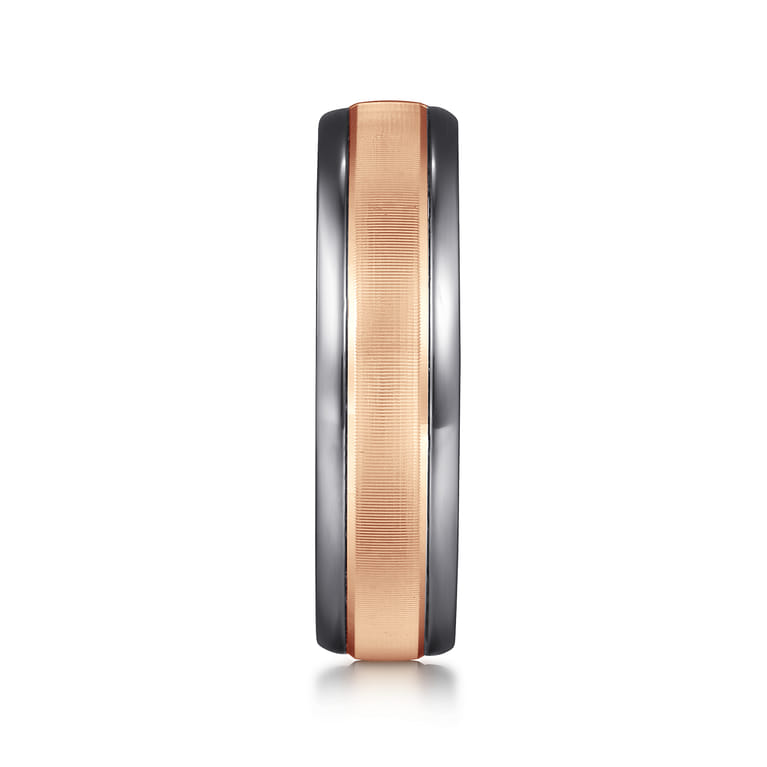 Mens Alternative 6mm Round Tantalum and 14K Rose Gold Band - Shot 4