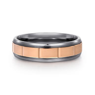 Mens Alternative 6mm Round Tantalum and 14K Rose Gold Band
