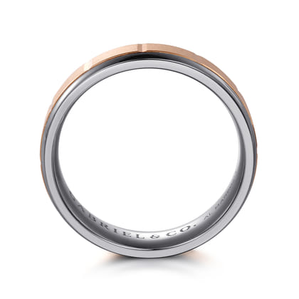 Mens Alternative 6mm Round Tantalum and 14K Rose Gold Band