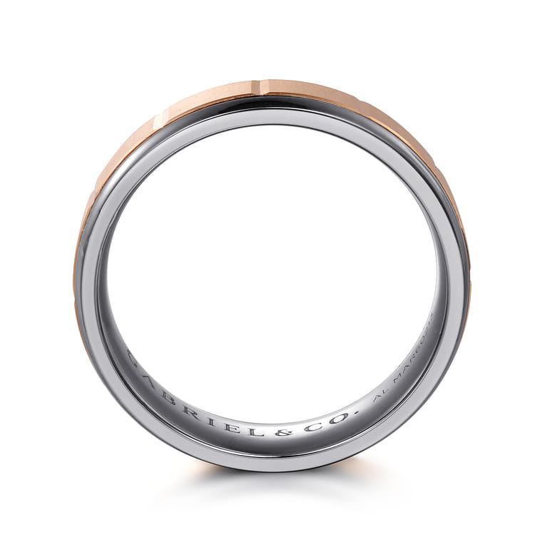 Mens Alternative 6mm Round Tantalum and 14K Rose Gold Band - Shot 2