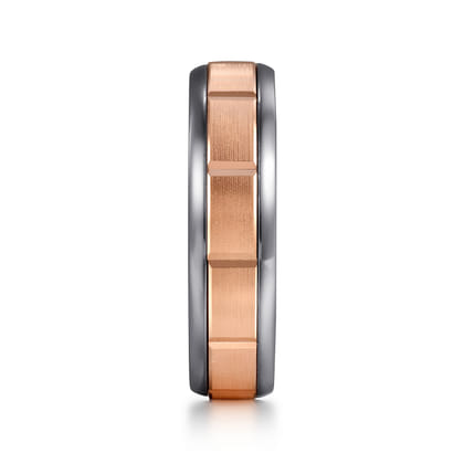 Mens Alternative 6mm Round Tantalum and 14K Rose Gold Band