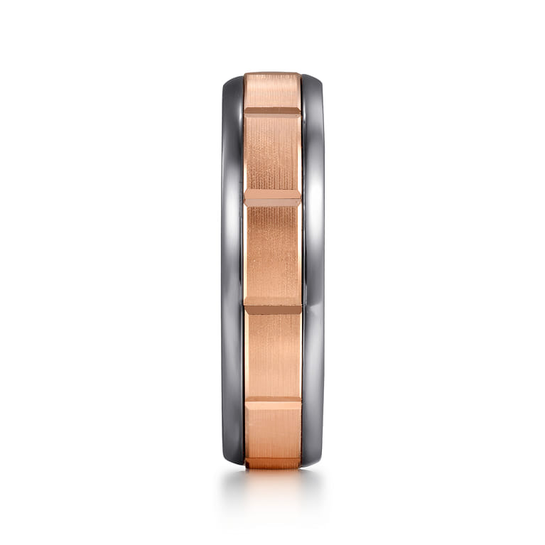 Mens Alternative 6mm Round Tantalum and 14K Rose Gold Band - Shot 4