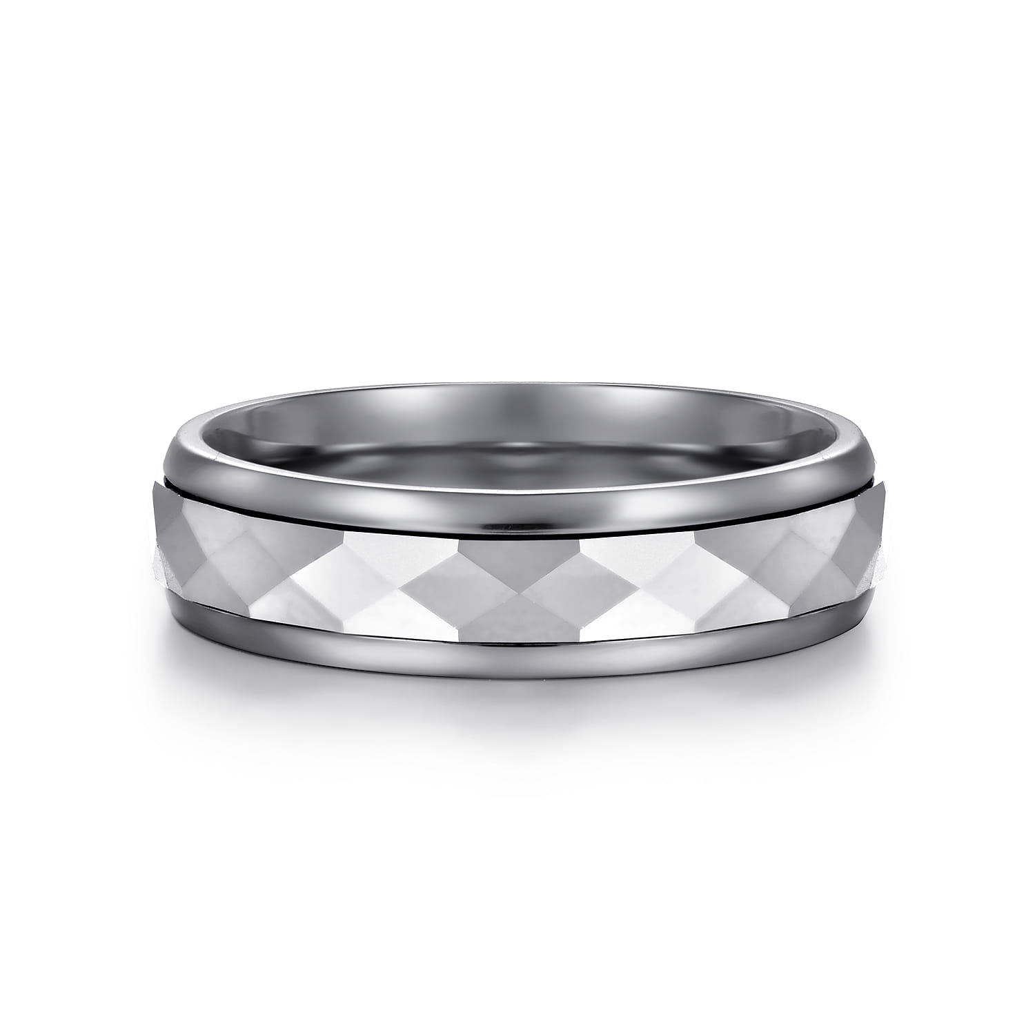 Mens Alternative 6mm Round Tantalum and 14K White Gold Band - Shot 1