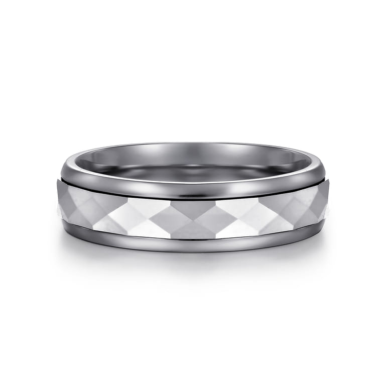 Mens Alternative 6mm Round Tantalum and 14K White Gold Band - Shot 1