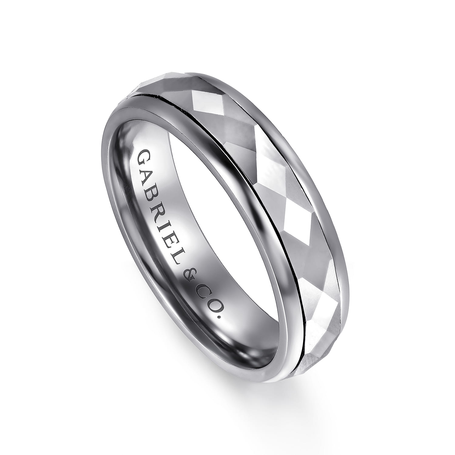 Mens Alternative 6mm Round Tantalum and 14K White Gold Band - Shot 3