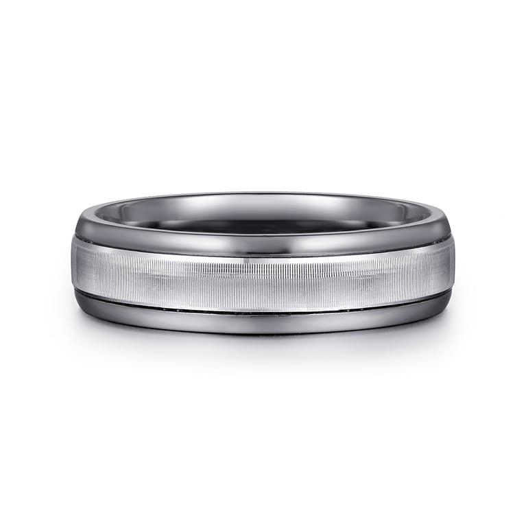 Mens Alternative 6mm Round Tantalum and 14K White Gold Band - Shot 1