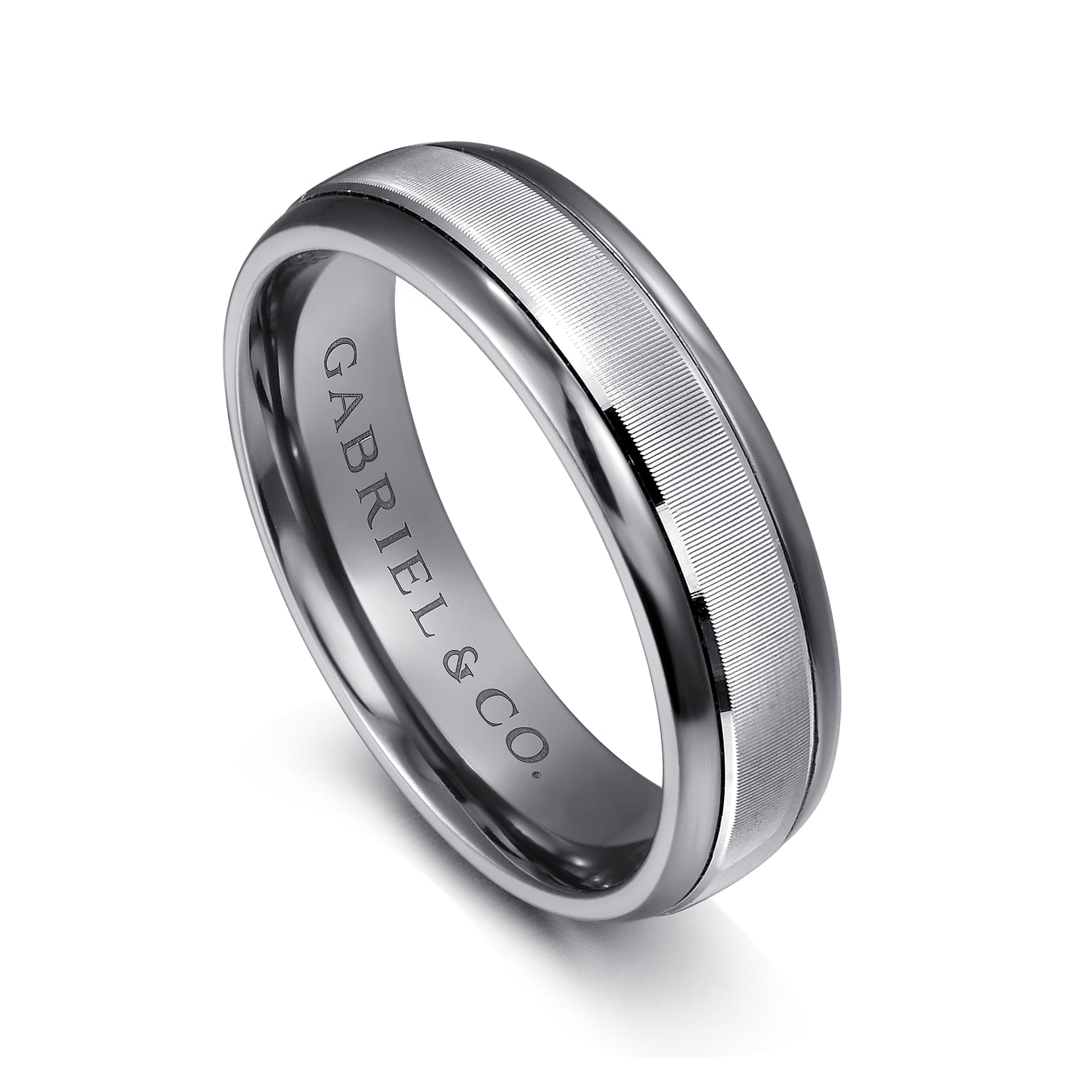 Mens Alternative 6mm Round Tantalum and 14K White Gold Band - Shot 3