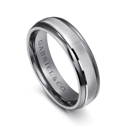 Mens Alternative 6mm Round Tantalum and 14K White Gold Band