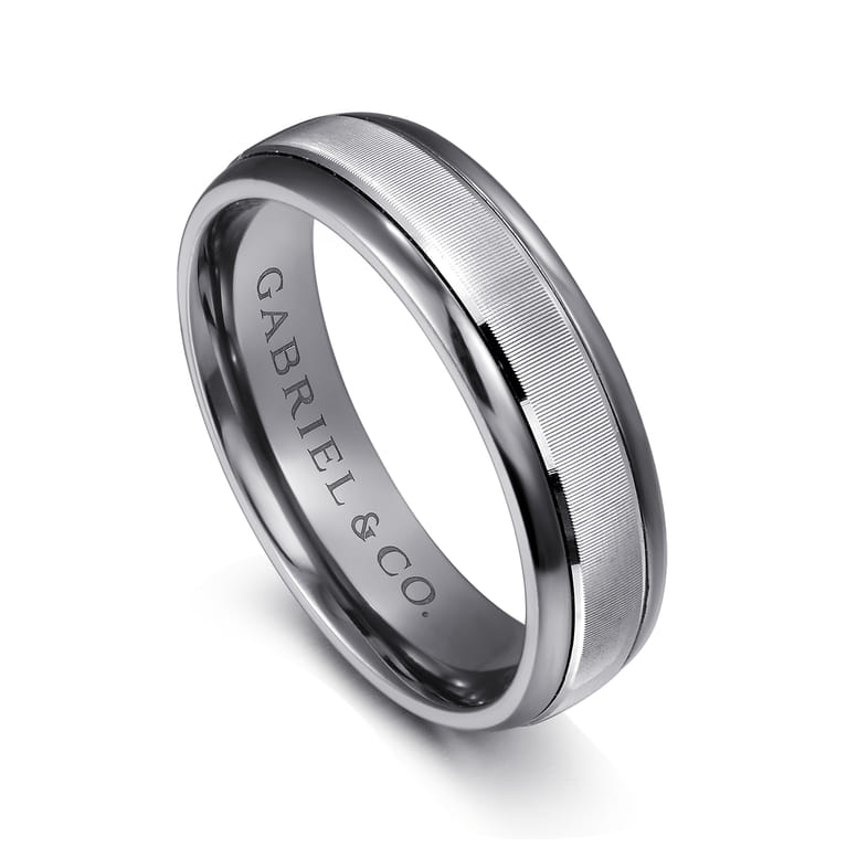 Mens Alternative 6mm Round Tantalum and 14K White Gold Band - Shot 3